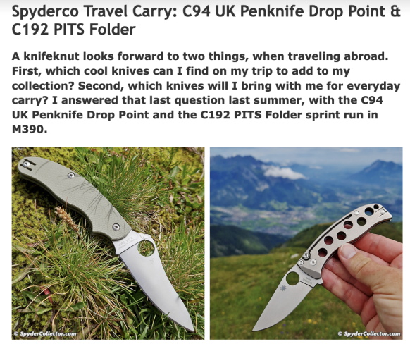 Spydercollector: Spyderco Travel Carry: C94 UK Penknife Drop Point 